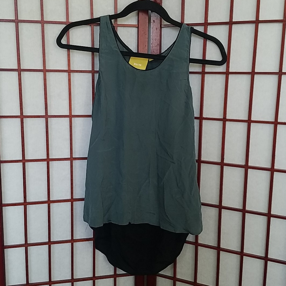 Anthropologie Olive green/black tank top. Size 4.
